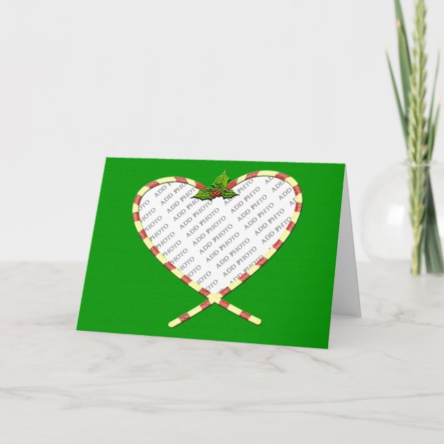 Candy cane Heart ditt foto Helgkort (Framsida)