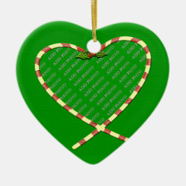 Candy cane Heart ditt foto Julgransprydnad Keramik