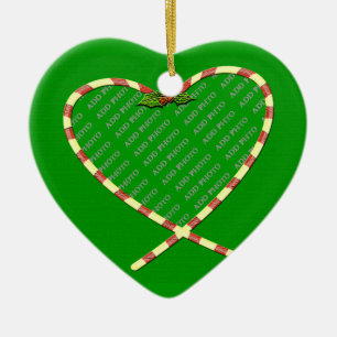 Candy cane Heart ditt foto Julgransprydnad Keramik