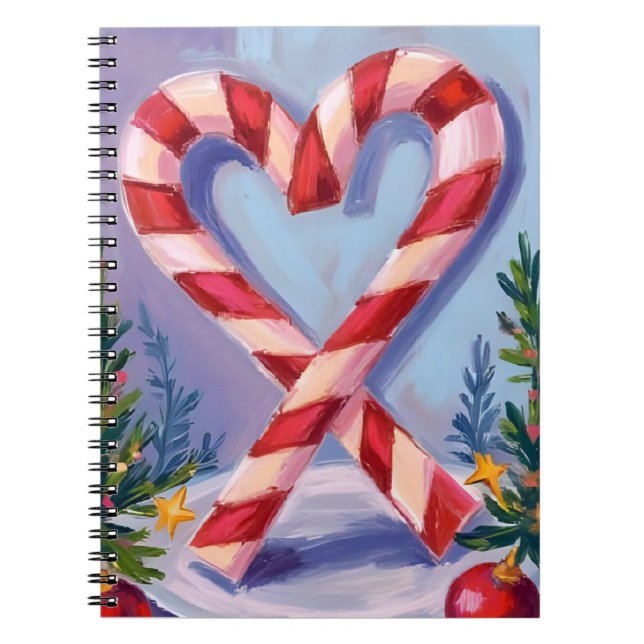 Candy Cane Heart God Jul Anteckningsbok (Framsidan)