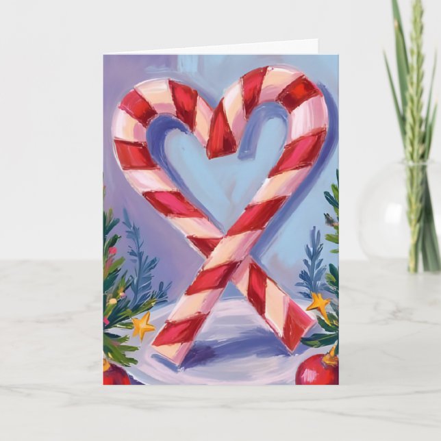 Candy Cane Heart God Jul Helgkort (Framsida)
