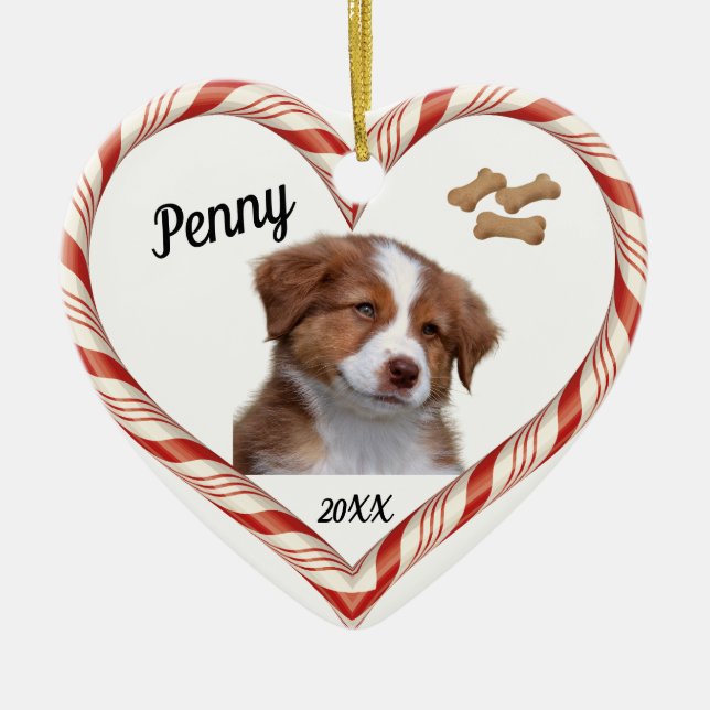 Candy cane Heart Hund Ornament (Framsidan)