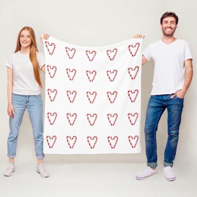 Candy Cane Heart Image Sweet Christmas Holiday  Fleecefilt (På plats)