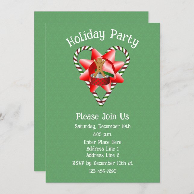 Candy cane Heart-jul-Helgdag Inbjudningar (Fram/baksida)