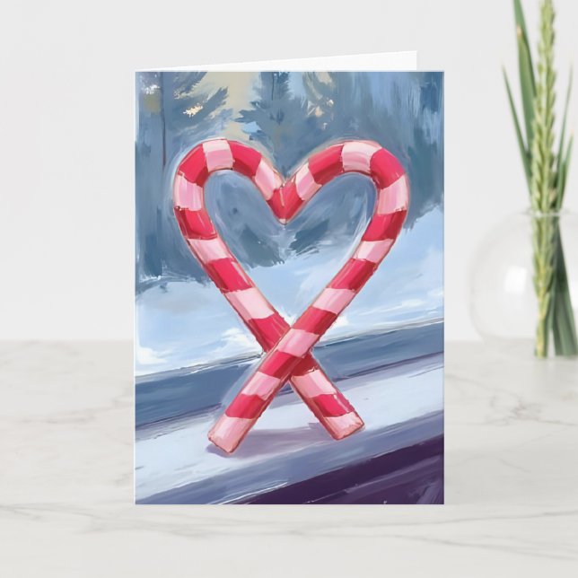 Candy Cane Heart Jul Helgkort (Framsida)