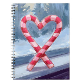Candy Cane Heart Jul Holiday Vattenfärg Anteckningsbok