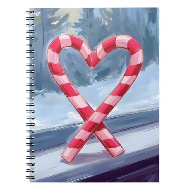 Candy Cane Heart Jul Holiday Vattenfärg Anteckningsbok (Framsidan)