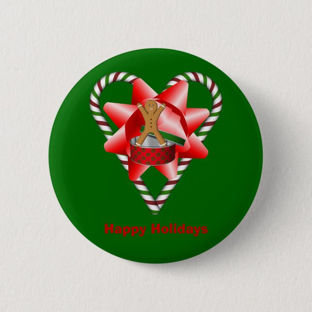 Candy cane Heart-julklapp Helgdag Pin Knapp (Framsida)