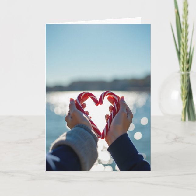 Candy Cane Heart Love-kort Kort (Framsida)