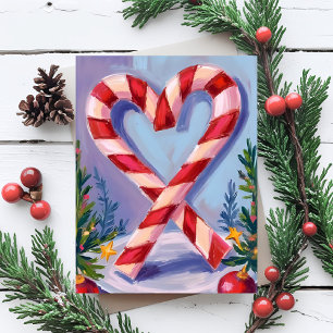 Candy Cane Heart Merry Christmas Helg Vykort