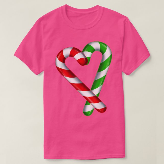 Candy cane Heart Merry och Bright Red Grönt Candy T Shirt (Design framsida)