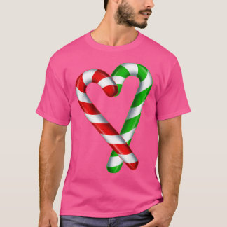 Candy cane Heart Merry och Bright Red Grönt Candy T Shirt