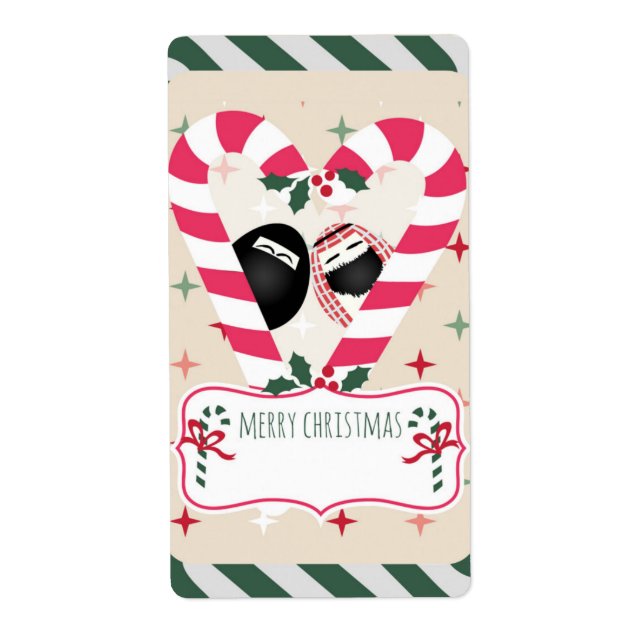 Candy cane Heart Mr. & Egg Gift-etiketter Fraktsedel (Framsidan)