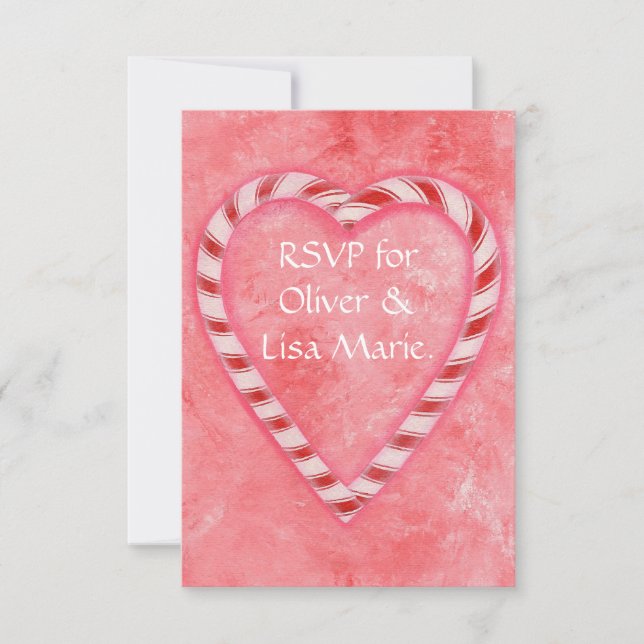 Candy Cane Heart RSVP-svarskort Vinterbröllop OSA Kort (Framsida)