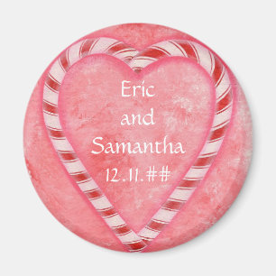 Candy cane Heart Spara datumet bröllop magnet