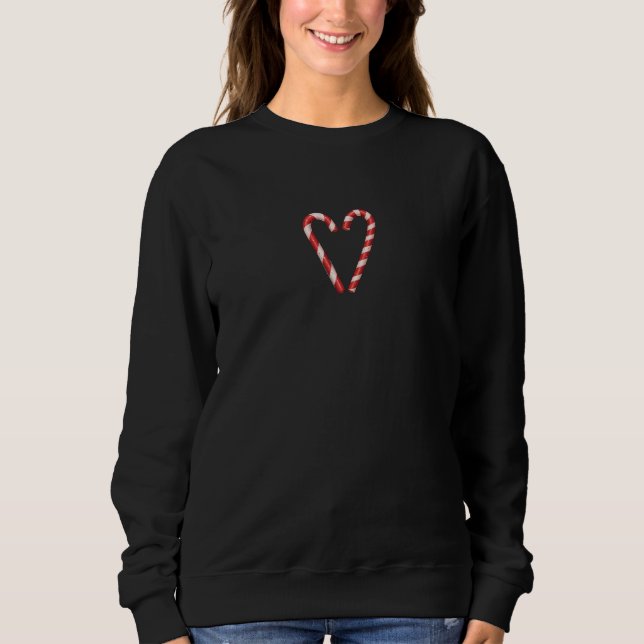 Candy Cane Heart Sweet Christmas Holiday T Shirt (Framsida)