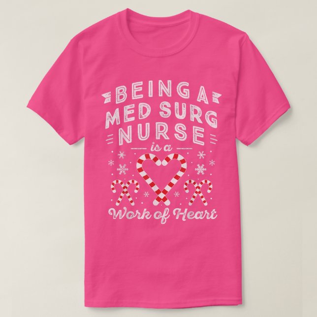 Candy cane HeartJul Medicinskt kirurgisk sjuksköte T Shirt (Design framsida)