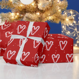 Candy cane Hearts i Snöflingor Presentpapper