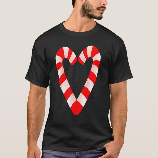 Candy cane Hearts jul, Julafton Helgdagar Santa  T Shirt (Framsida)