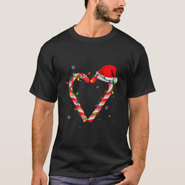 Candy cane Hearts Julafton Candy cane Crew jul B T Shirt (Framsida)