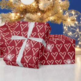 Candy cane Hearts med stjärnor Presentpapper
