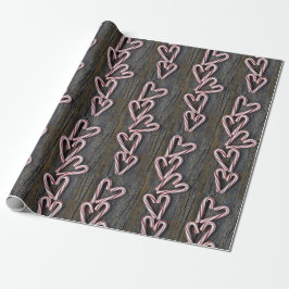 Candy cane Hearts on Barn Wood Presentpapper