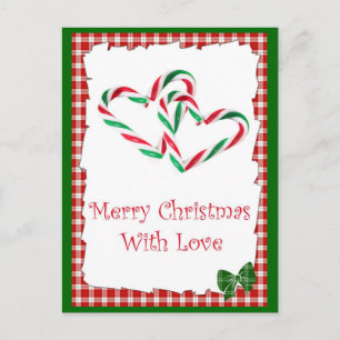 Candy cane Hearts vykort
