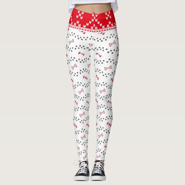 Candy cane Helgdag Hund Tass jul Leggings (Framsida)