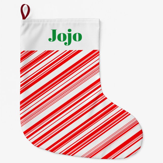 Candy cane Helgdag Julafton 4Jojo (Namn) Stor Julstrumpa (Framsidan)