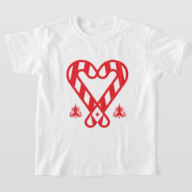 Candy cane hjärta kärlek jul T-Shirt (Laydown)