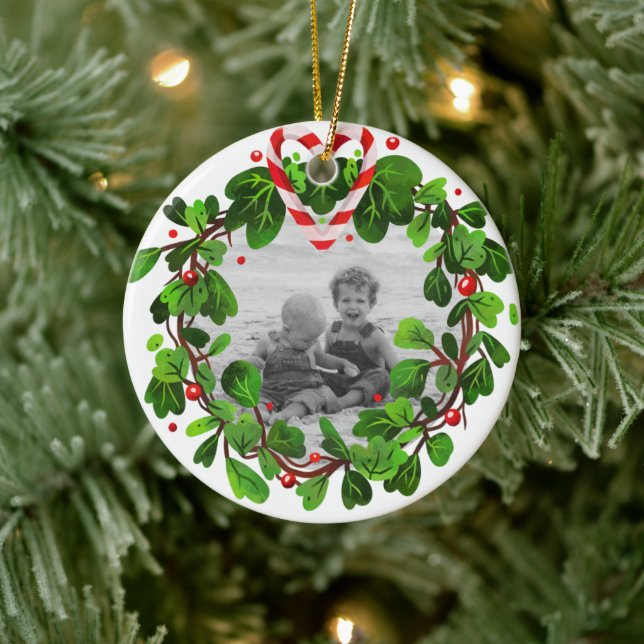 Candy cane Hjärtsandning Foto God jul år Julgransprydnad Keramik (Träd)