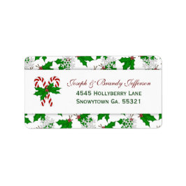 Candy cane & Holly Adressetiketter