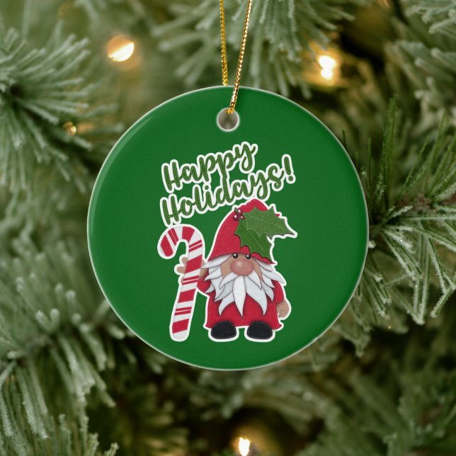 Candy cane Holly Gnome | Glad helg! Julgransprydnad Keramik (Träd)