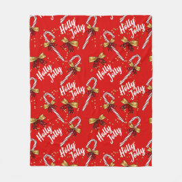 Candy cane Holly Jolly Modern juljul Fleecefilt