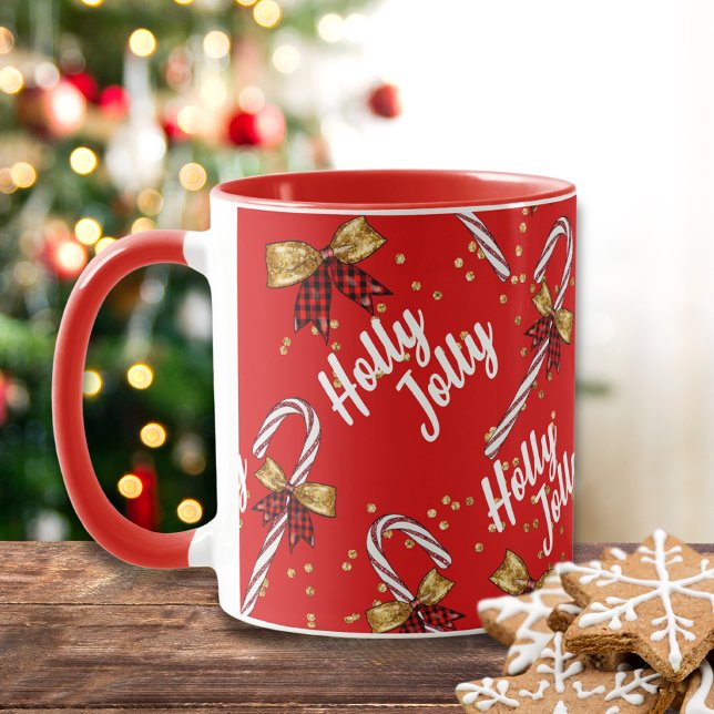 Candy cane Holly Jolly Modern juljul Mugg (Skapare uppladdad)