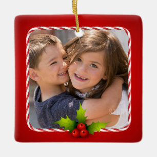 Candy cane Holly Photo Julgransprydnad Keramik