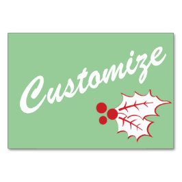 Candy cane Holly | Retro Anpassningsbar Bord-kort  Bordsnummer
