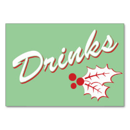 Candy cane Holly | Retro Drinks Bord-kort 3 x 5 Bordsnummer