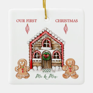 Candy cane House Gingerbröd Foljul Julgransprydnad Keramik