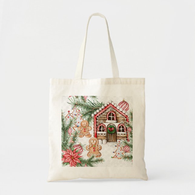 Candy cane house, pepparkaksgubbe, poinsettia tygkasse (Framsidan)