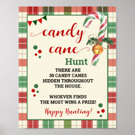 Candy cane Hunt-julparet Pput Sign Poster