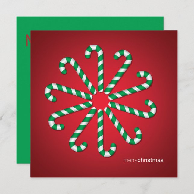 Candy cane inbjudningar (Fram/baksida)