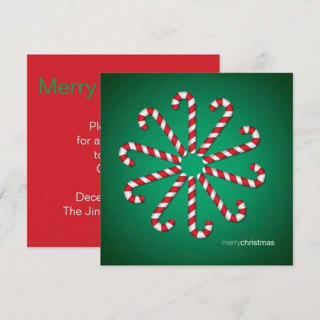 Candy cane inbjudningar (Fram/baksida)