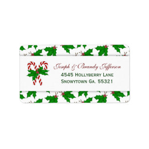 Candy cane- & järnekadressetiketter adressetikett