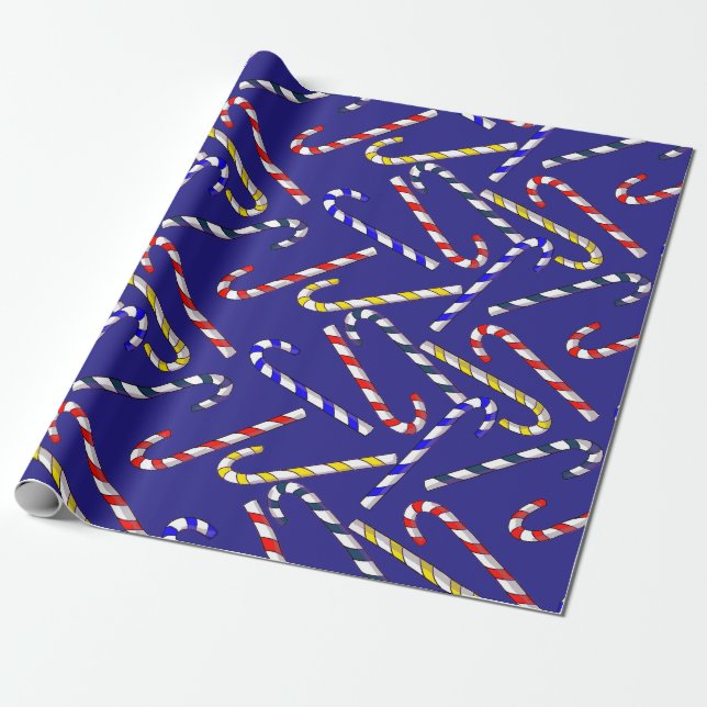 Candy cane jul Blue Presentpapper (Utrullad)