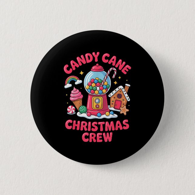 Candy Cane Jul Crew Gumball Pepparkakor Pepparmynt Knapp (Framsida)