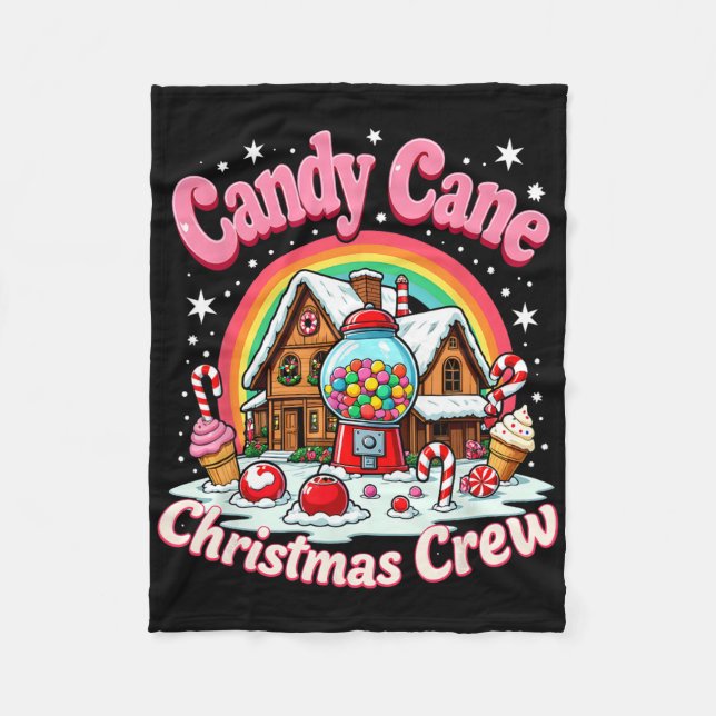 Candy Cane Jul Crew Hus Godis Säkerhet Kan Fleecefilt (Framsidan)