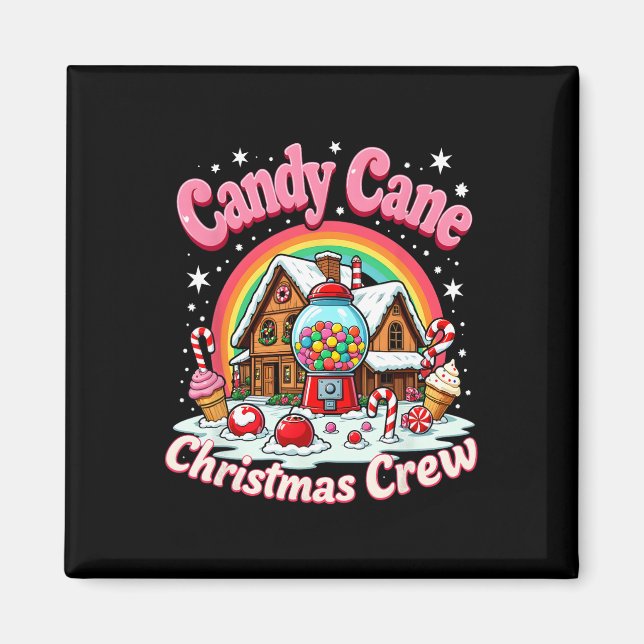 Candy Cane Jul Crew Hus Godis Säkerhet Kan Magnet (Framsidan)