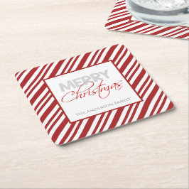 Candy cane jul Rand | ANPASSNINGSBAR Underlägg Papper Kvadrat