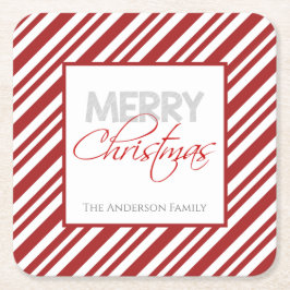 Candy cane jul Rand | ANPASSNINGSBAR Underlägg Papper Kvadrat